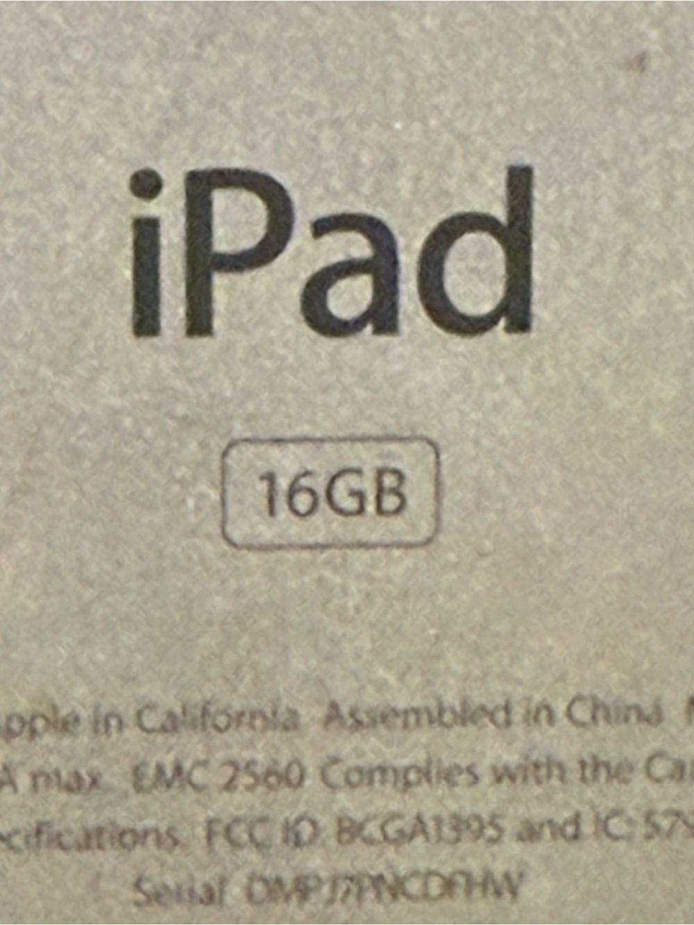 Apple iPad Silver Rear Panel with 16GB Marking